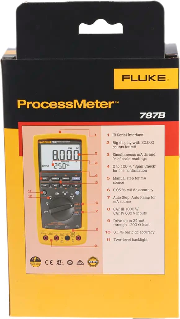 FLUKE 787B Fluke 787B 787B Ручной цифровой мультиметр True RMS, 1 А, 1 А, 1000 В