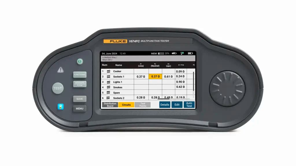 1674FC SCH FTT Fluke 1674 Тестер электроустановок, 1000 В, измерение сопротивления заземления с USB