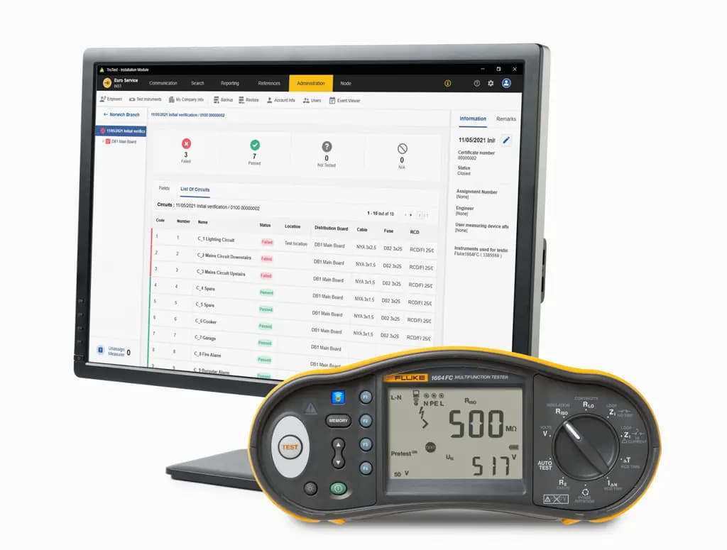1664FC SCH FTT KIT Fluke 1664FC SCH FTT KIT Многофункциональный тестер 1000 В, измерение сопротивления заземления с USB