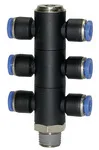 Riegler 135718 T-образный мультираспределитель, серия Blue, 6-двойной, вращающийся, R 1/4 вн. 175.014-4