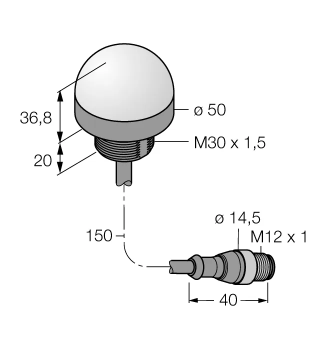 Светодиодный индикатормаяк - K50LRGY6PQP - 3077269 Turck