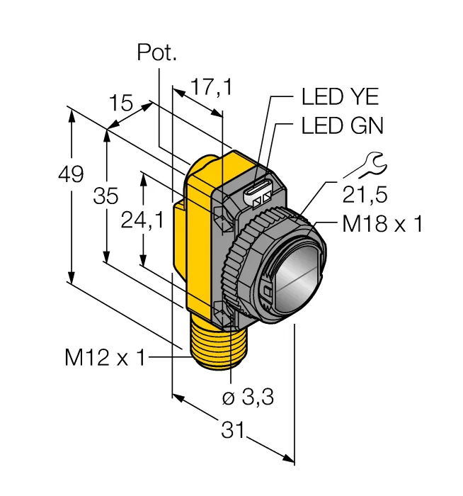 Фотоэлектрический датчикдиффузионный датчик - QS18VP6LDQ8 - 3073045 Turck