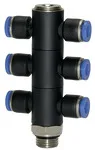 Riegler 135716 T-образный мультираспределитель, серия Blue, 6-двойной, вращающийся, G 1/4 вн. 177.014-4