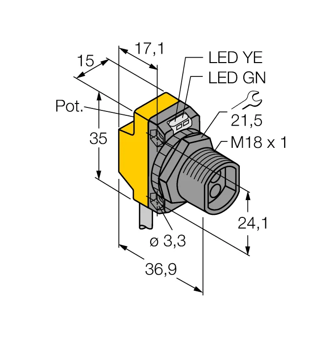 Фотоэлектрический датчикБазовый блок для стекловолокна - QS18VP6F - 3002796 Turck