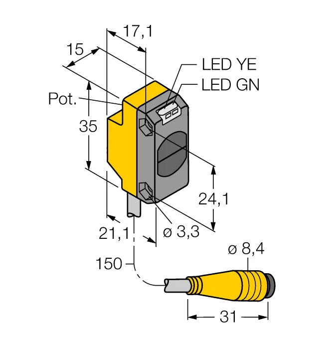 Фотоэлектрический датчикоппозитный датчик (излучатель) - QS186EBQ - 3061676 Turck