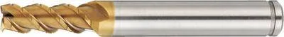 Misumi AS Coated Powdered High-Speed Steel Square End Mill, 3-Flute, 50° Spiral, Short, with Nicked Peripheral Cutting Edge