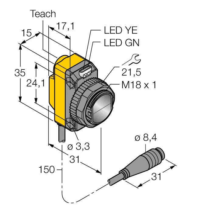 Фотоэлектрический датчикдиффузионный датчик - QS18EP6DQ - 3069210 Turck