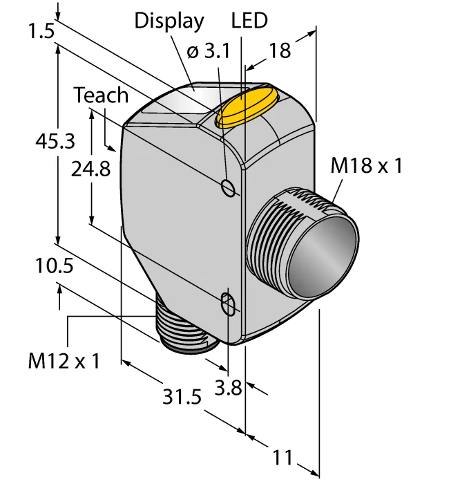 Фотоэлектрический датчикЛазерный датчик - Q4XTBCOD300-Q8 - 3095292 Turck