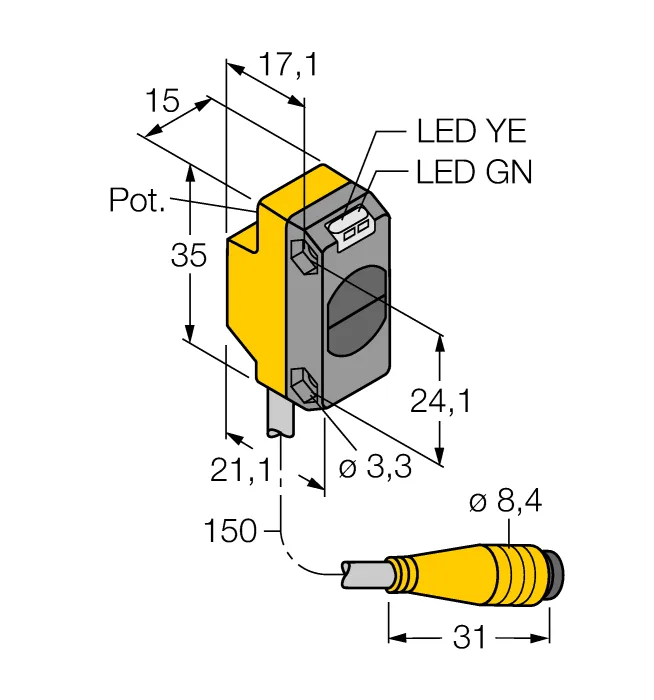 Фотоэлектрический датчикдиффузионный датчик - QS18VP6WQ - 3061661 Turck