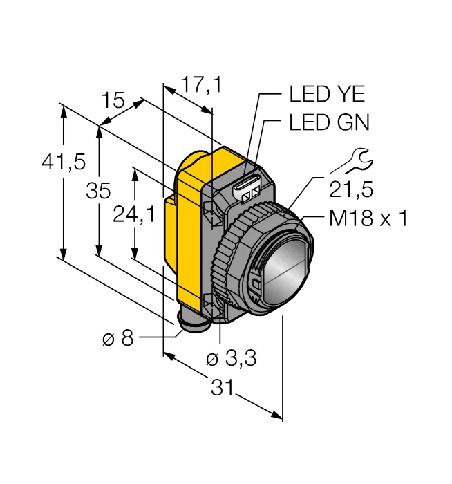 Фотоэлектрический датчикдиффузионный датчик - QS18VP6DQ7 - 3066438 Turck