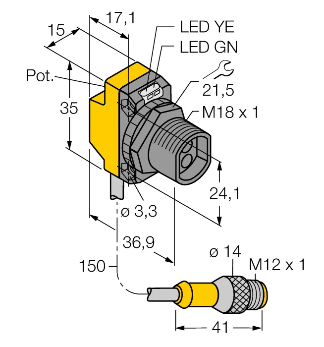 Фотоэлектрический датчикБазовый блок для стекловолокна - QS18VP6FQ5 - 3071963 Turck