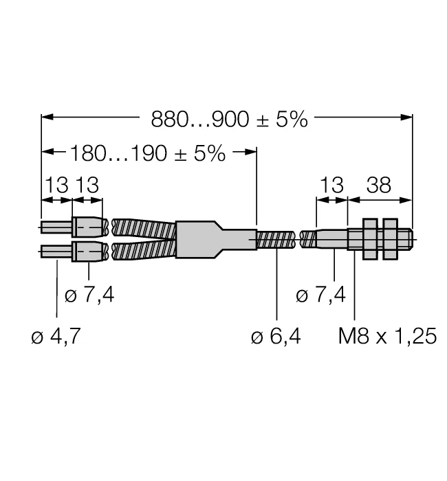 Стеклянное оптоволокноРазветвленное оптоволокно - BT23SM8 - 3017277 Turck