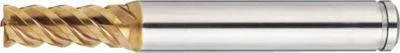 Misumi AS Coated Powdered High-Speed Steel Square End Mill, 4-Flute, 50° Spiral, Short