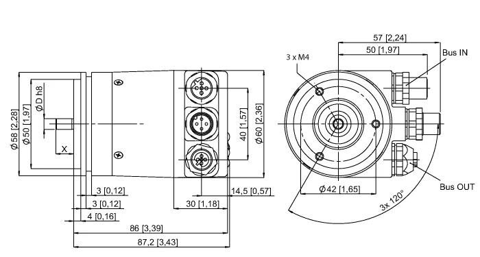 Измерение характеристик вращенияАбсолютный энкодер/ Multiturn - RM-29S6S-9A28B-R3M12 - 1544417 Turck