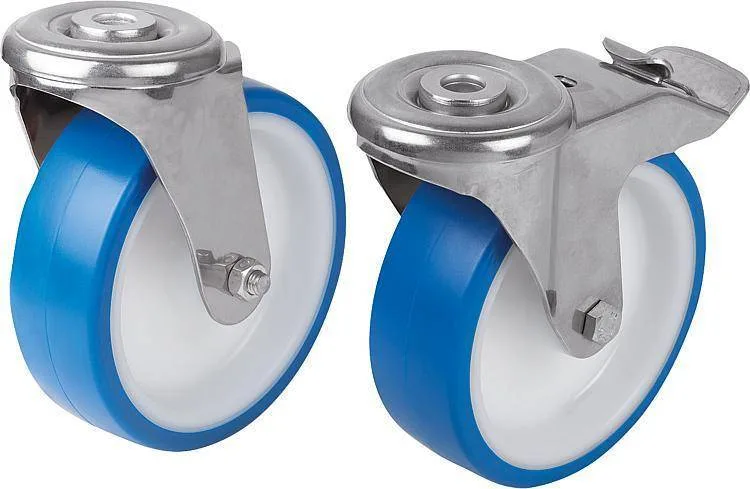 Norelem 95046-02 Swivel castors with bolt hole stainless steel, for sterile areas