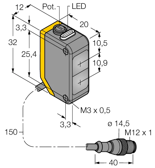 Фотоэлектрический датчикдиффузионный датчик - Q20PDQ5 - 3078191 Turck