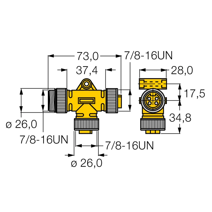 Соединительная системаТ-разветвитель без кабеля - RKM40-RKM40-L-RSM40 - 6914866 Turck