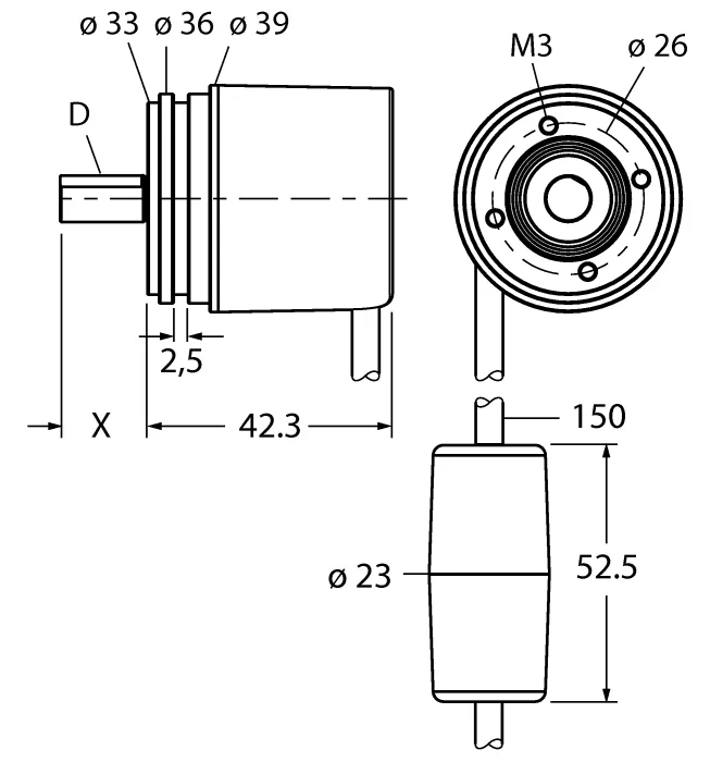 Измерение характеристик вращенияАбсолютный энкодер/ Multiturn - RM-46S8S-3C24B-CT 1M - 1544521 Turck