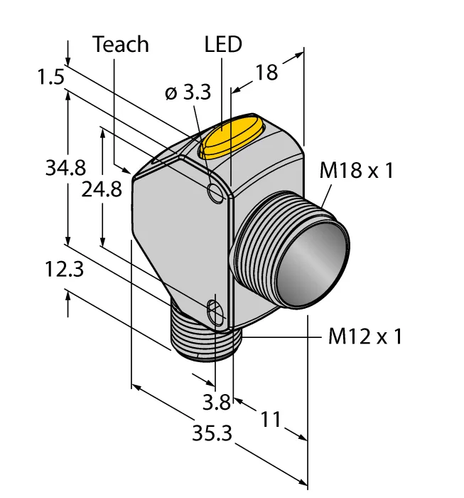Фотоэлектрический датчикЛазерный датчик - Q3XTBLD50-Q8 - 3091629 Turck