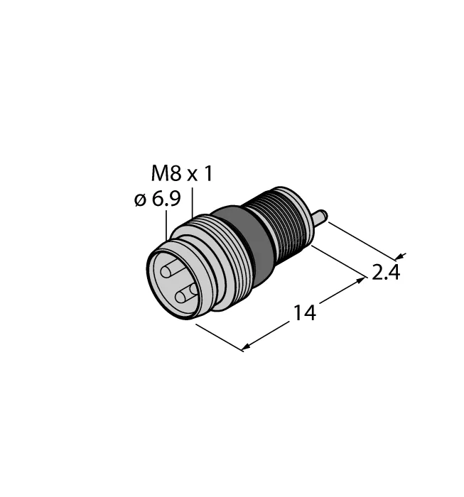 Круглый соединитель M8 x 1/O 8 ммO 8/M8x1 мм, встроенный соединитель, винтовой/защелкивающийся - ESGP3P - 6934777 Turck