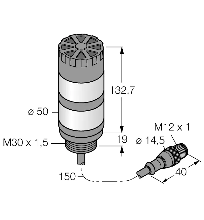 Светодиодный индикаторсигнальная колонна - TL50HGRAQP - 3014606 Turck