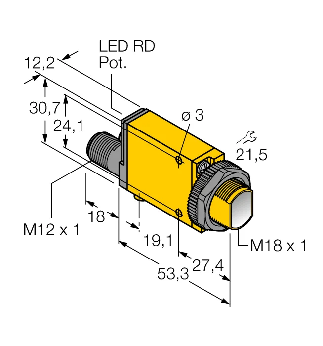 Фотоэлектрический датчикоппозитный датчик (излучатель) - SM31ELQD - 3026952 Turck