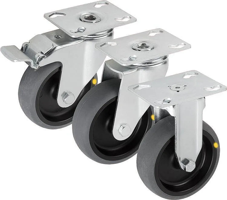 Norelem 95012 Swivel and fixed castors, steel plate, electrically conductive