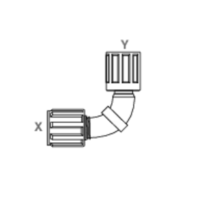 Union elbow sweep with flare connection and/or SpaceSaver GEMU FUES