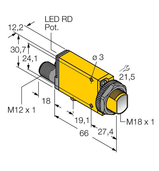 Фотоэлектрический датчикретро-рефлективный датчик - MIAD9LVQ - 3034474 Turck